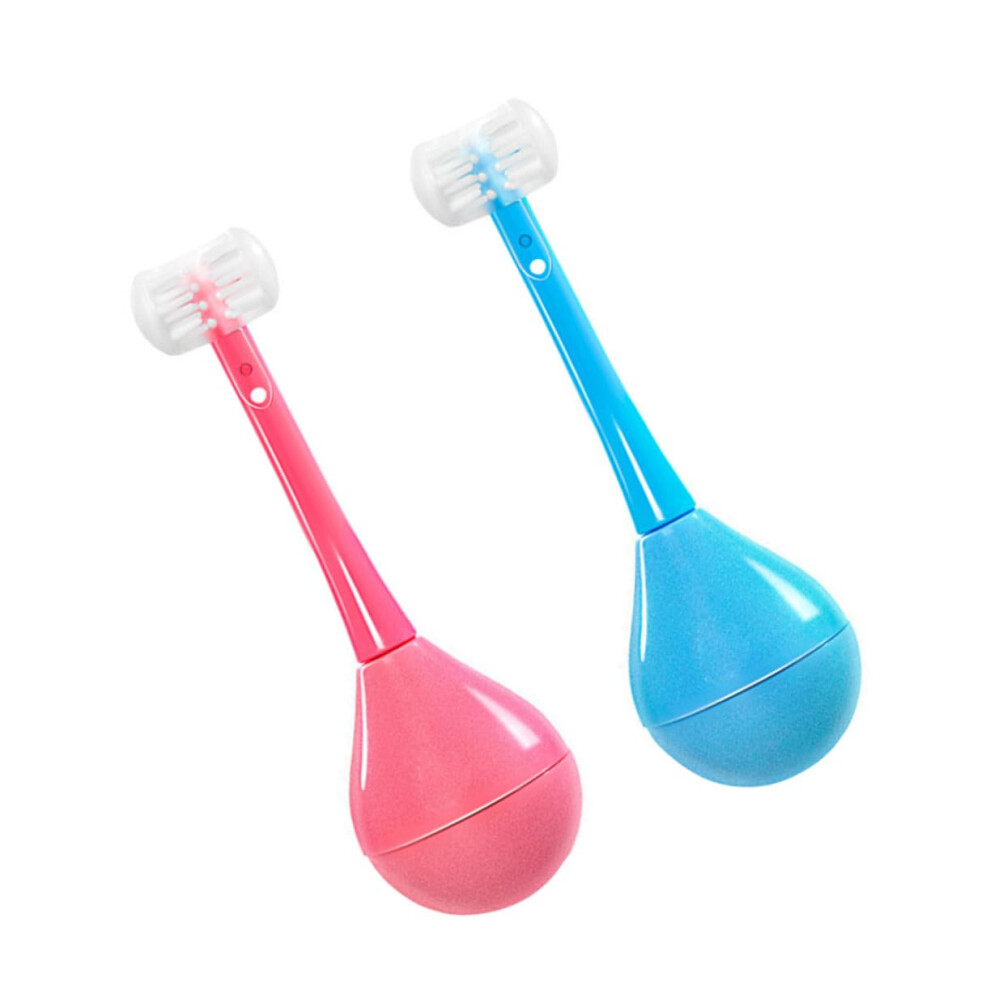 Kids Toothbrush with Ultra Soft Bristles, TripleSide Cleaning, Cartoon Design, Ergonomic Grip, 2pcs