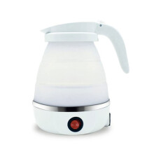 Portable Electric Kettle 1L Foldable Silicone Quick Boil Travel Camping Compact Blue White