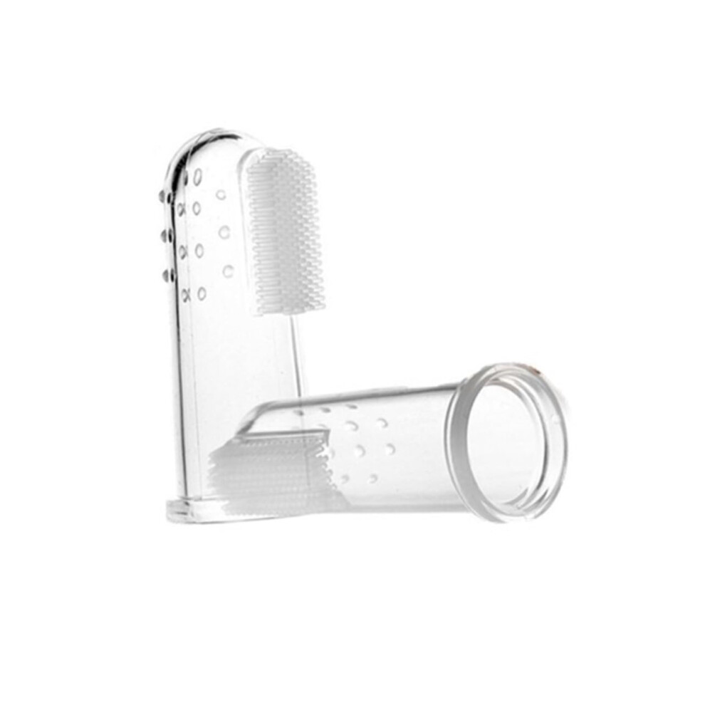 Baby Finger Toothbrush and Infant Gum Massager, Soft Silicone for Teething, 2pcs Transparent