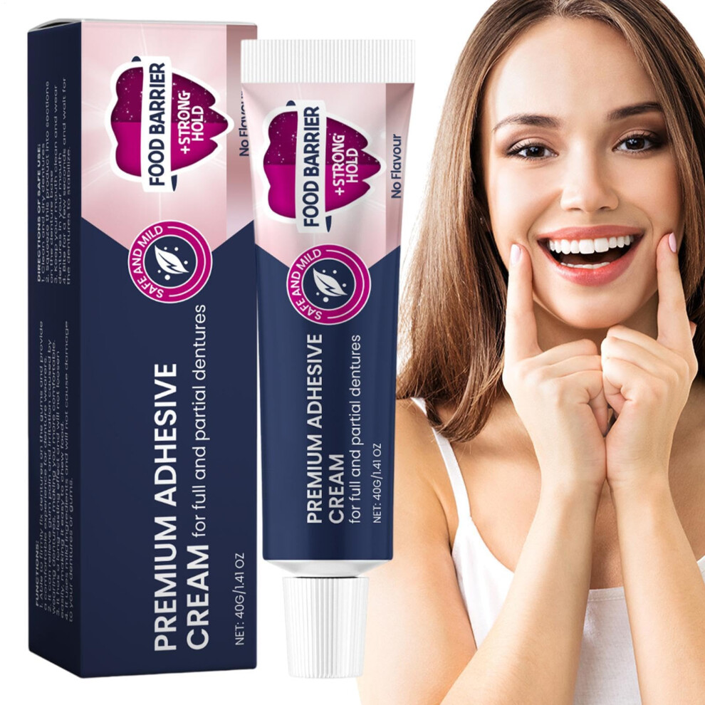 Cream Strong Hold Denture Adhesive 40G For Secure Comfort Fit On Full And Partial Dentures