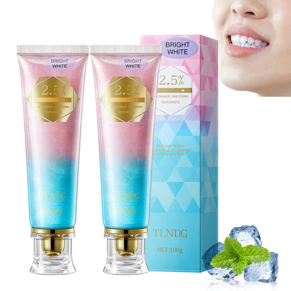 Whitening Toothpaste for Sensitive Teeth with 2.5% Niacinamide, Fluoride  Enamel Care, 3.53oz (2)