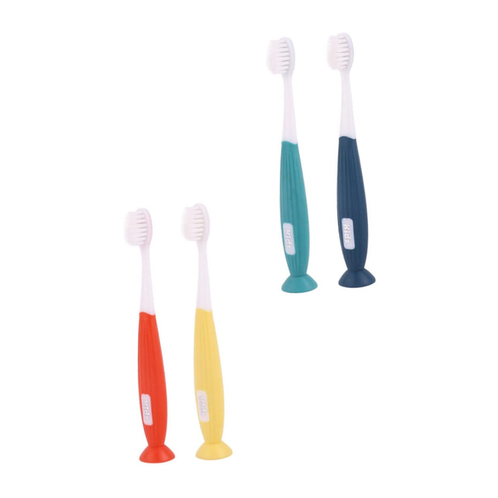 Soft Bristle Kids Toothbrush with NonSlip Grip and Cute Cartoon Design for Gentle Oral Care, 4pcs