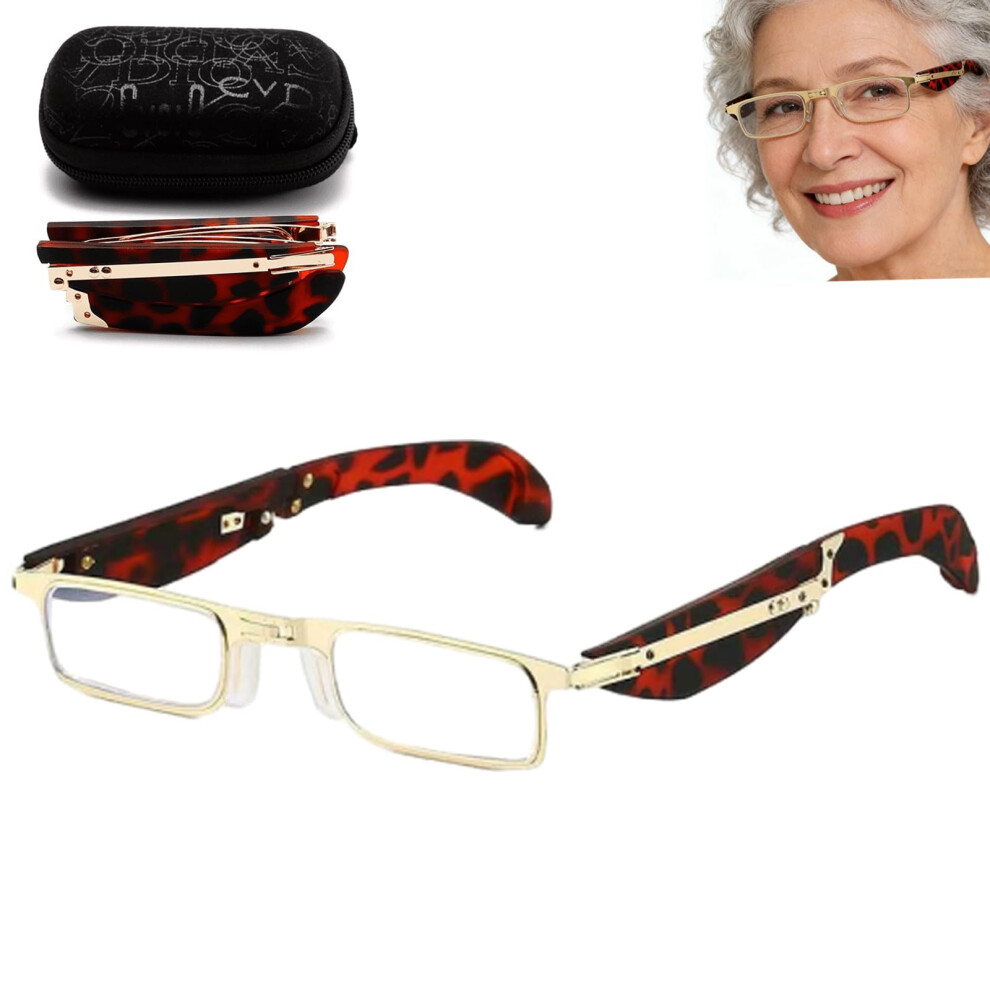 Foldable Blue Light Blocking Reading Glasses 3.5 Diopters with Protective Case