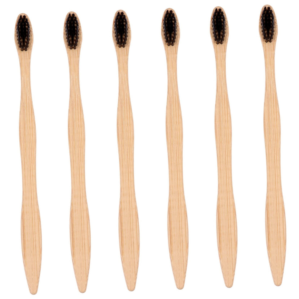 Natural Bristle Soft Toothbrush 6 Pack for Gentle Gum Care with Ergonomic Wide Head Eco Friendly