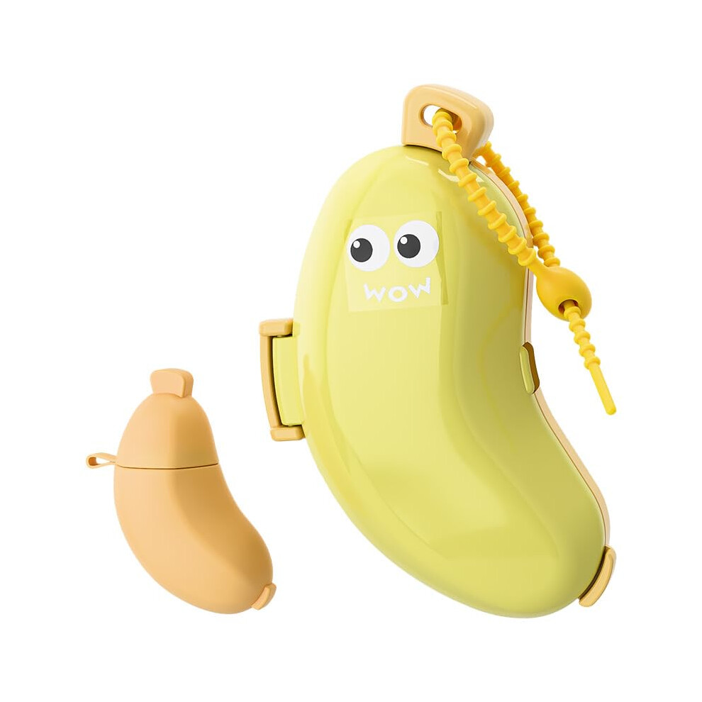 Yellow/Green Banana Shaped Toothbrush Travel Case With Dustproof Cover And Separate Paste Compartment, And
