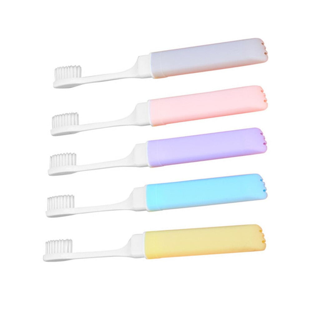 5pcs Folding Travel Toothbrush Set with Case Ergonomic Comfort Grip Soft Bristles Adults
