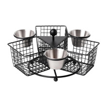 Stainless Steel Rotating Deep Fry Basket with Dividers for Kitchen or Bar 26.5x25.5x13cm Heavy Duty