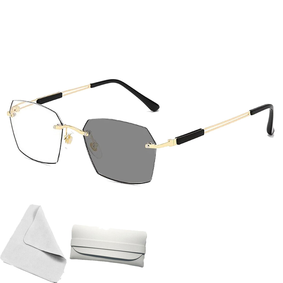 Blue Light Blocking Progressive Reading Glasses for Men, Ultralight Titanium Frame Gold 400