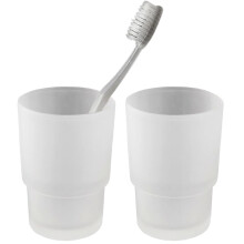 2Pcs Frosted Glass Bathroom Tumbler Cup Set 220ml for Mouthwash and Toothbrush Storage