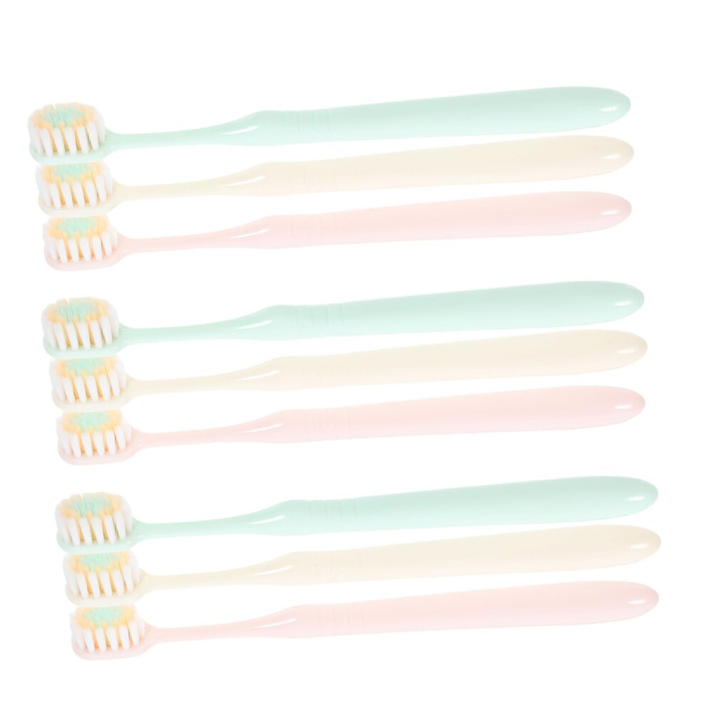 9pcs Soft Bristle Adult Toothbrush with Wide Thin Head for Gentle Gum Care and Cleaning