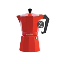9Cup Stovetop Espresso Maker, Red Italian Moka Pot for Bold Coffee and Quick Heat