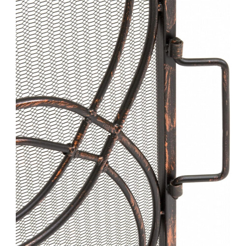 Wrought Iron Fireplace Screen with Doors, 3 Panel Spark Protection Mesh, Decorative Safety Guard 1
