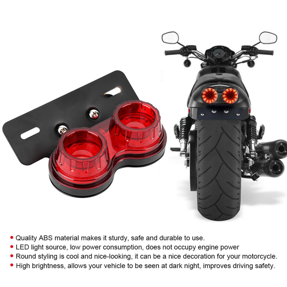 Motorcycle 12V Round Led Brake Tail Rear Lamp Lens Universal Light/Red 4211382874110