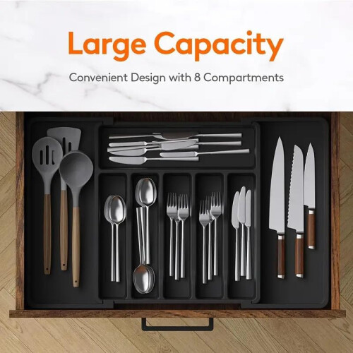 Expandable Silverware Drawer Organizer BPA with 8 Compartments Adjustable Cutlery Tray 1