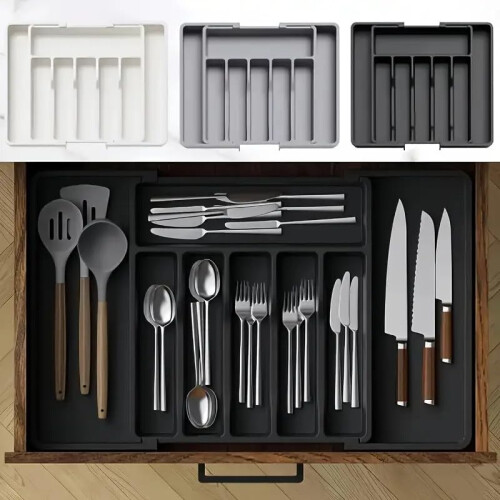 Expandable Silverware Drawer Organizer BPA with 8 Compartments Adjustable Cutlery Tray 2