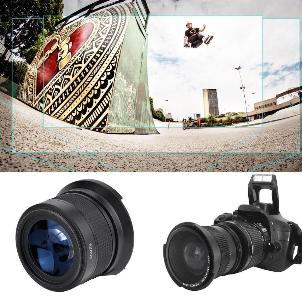 52Mm 0.35X Fisheye Lens Universal Wide Angle With Caps & Pouch 9441382874840