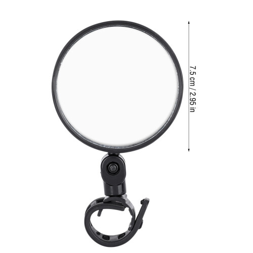 Rotatable Bicycle Rearview Mirror for Handlebar, Black, 7.5cm 2