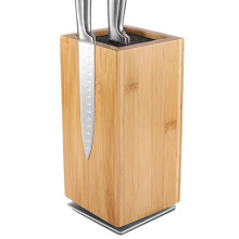 Magnetic Knife Holder with 360 Rotating Wooden Block, SpaceSaving Vertical Stand for Kitchen