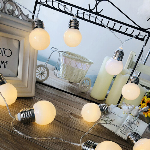 LED String Lights 1.5m 10 Bulbs Milk White Warm White for Home Garden Courtyard 2
