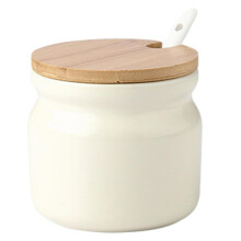 Ceramic Sugar Bowl with Lid and Spoon, 8x8cm Elegant Design for Kitchen, Coffee Bar and Home