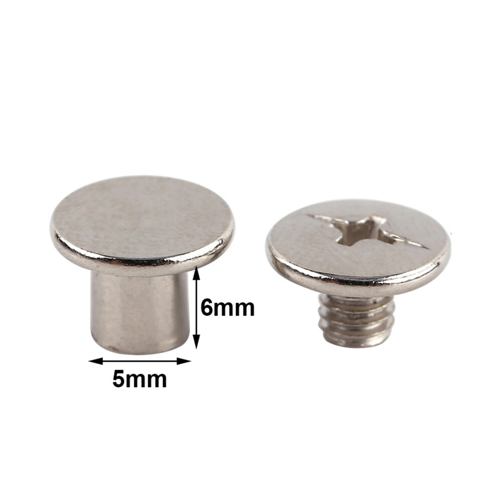 Leather Craft Nickel Binding Screws 200Pcs M5x6mm For Photo Albums Nail Rivets 9431382876999