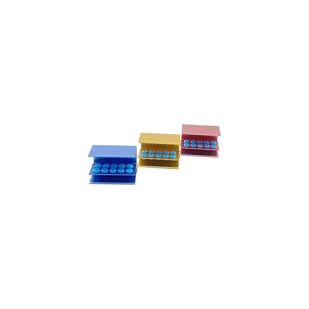 Dental Bur Holder Aluminium With Silicone Cover Autoclavable 10 Holes Organizer 3Pcs 9113335185302