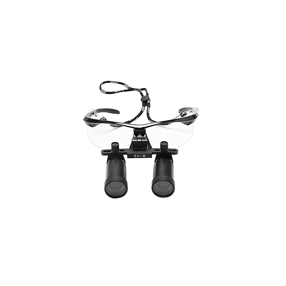 Black 5X Binocular Loupes Magnifying Glasses With Precision Viewing And Protective Bag