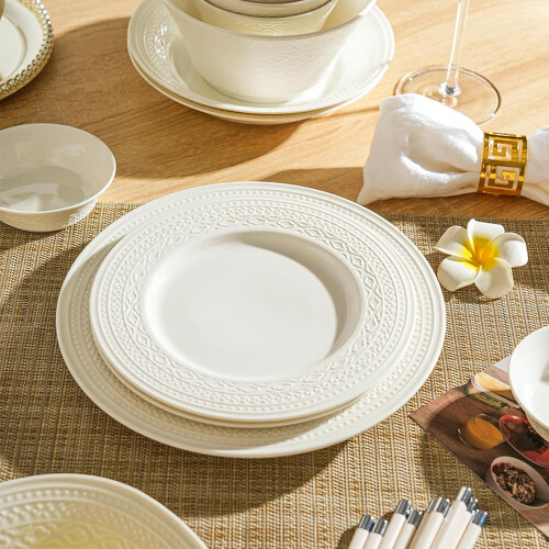 10 Inch Ceramic Dinner Plates Set, Scratch and Chip Resistant, Microwave Dishwasher Safe 1