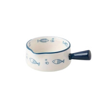 Ceramic Bowls 7 Inch Blue Flower Oven Safe Stackable Porcelain Serving Bowls for Salad or Ramen