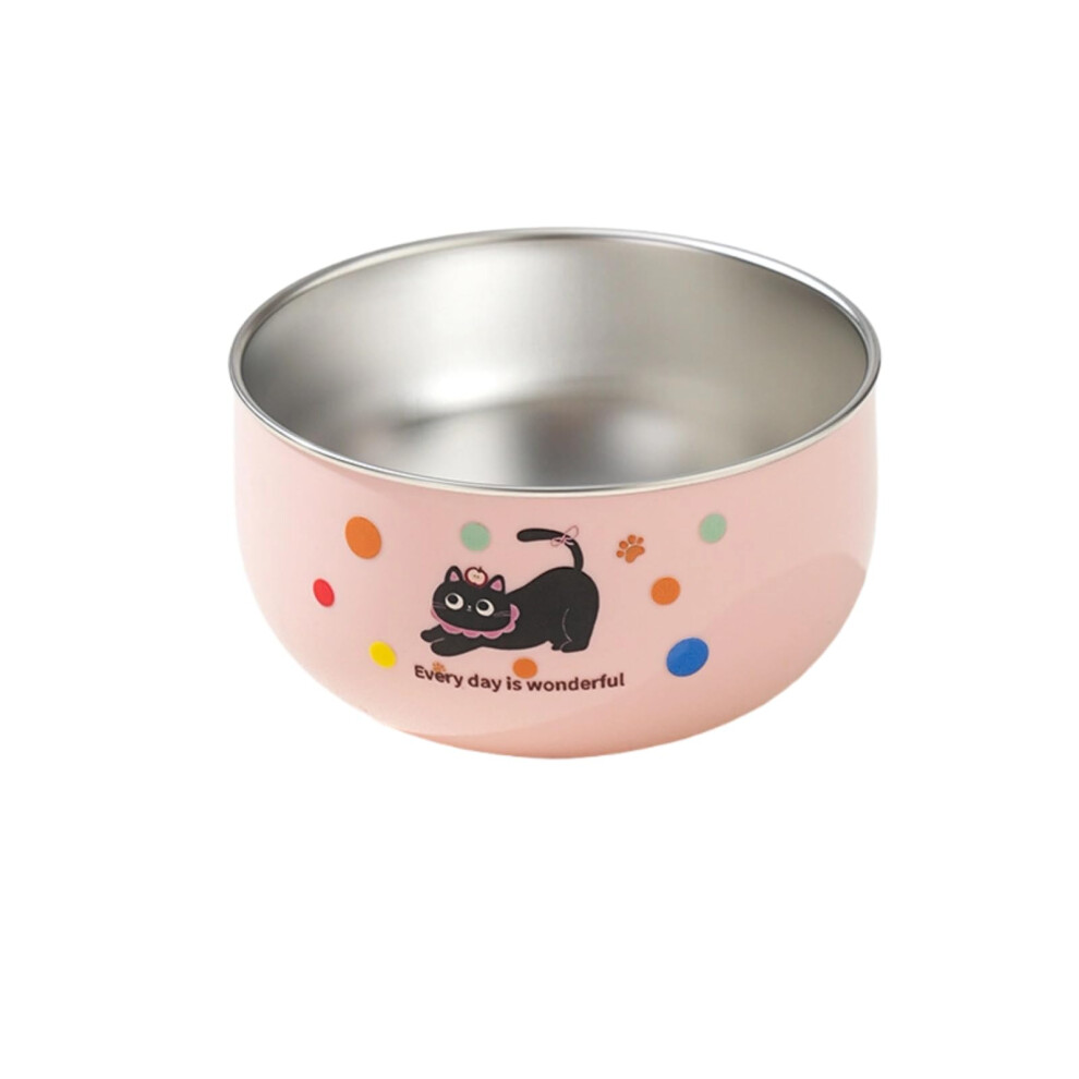 Stainless Steel Baby Bowl Double Layer Thermal Insulated Rust Resistant Kids Food Bowl Pink 304