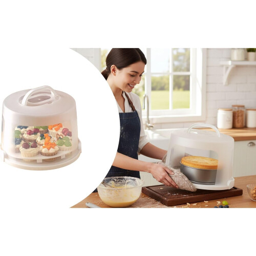 Cake Carrier with Clear Lid and Removable Cupcake Insert, Secure Closure, 25.5x30x19.5 cm 1