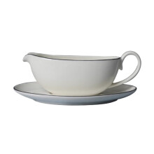Gravy Boat Set of 2 Porcelain Sauce Jugs with Ergonomic Handle for Salad Dressing and Steak