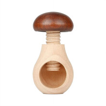 Wooden Nutcracker Mushroom Beech Wood Tool for Easy Walnut Cracking and Festive Christmas Gift Brown
