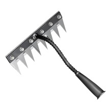 Heavy Duty Garden Rake for Lawn Care with RustProof Carbon Steel Teeth, Ergonomic Grip, Weeding Tool