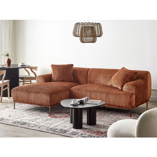 Beliani Corner Sofa STENUM Corduroy Brown Right Hand 1