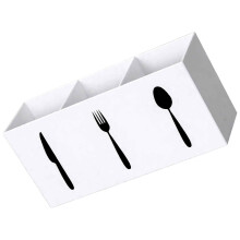Flatware Organizer with MultiCompartment Storage, Compact Cutlery Holder for Kitchen Countertop White 19.8x6.5x9 cm