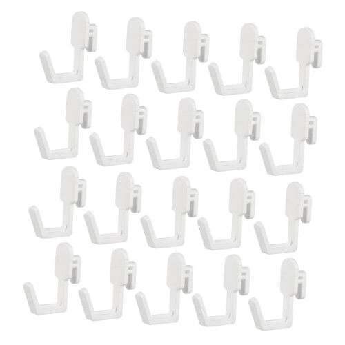 Pegboard J Hooks White 20 Pack Plastic Garage Storage Organizers Easy Installation Smooth Edge
