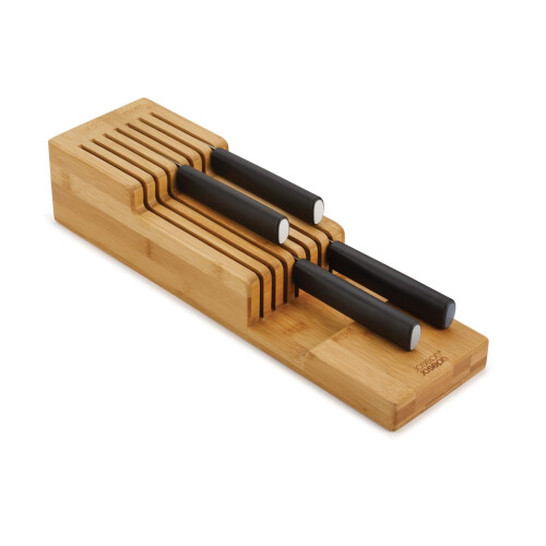 Bamboo Knife Drawer Organizer 2Tier Kitchen Knife Holder for Safe and SpaceEfficient Storage