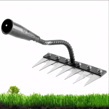 Heavy Duty Garden Weeding Rake with Sharp 8Tooth Carbon Steel Head for Flower Beds and Lawns