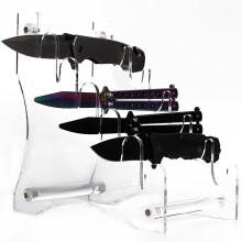 Acrylic Knife Display Stand Holds 6 Cutters Transparent Organizer for Kitchen and Living Room