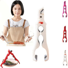 Hot Plate Gripper Clips with NonSlip Silicone Bowl Holder, Heat Resistant AntiScald Lifter (White)