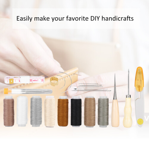 29Pcs Leather Sewing Kit with Needles, Thread, Scissors & Tools 2