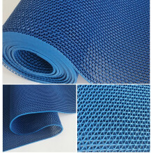 Blue PVC Non Slip Drainage Mat 1.4m x 9m Heavy Duty Waterproof Floor Mat for Pool Kitchen Shower