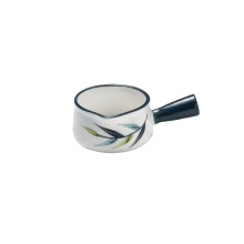 Ceramic Creamer Pitcher with Handle, Small Green Milk Jug for Coffee and Tea, Drip Spout