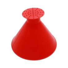 Car Snow Removal Tool with IceBreaking Cone Design, Detachable Funnel Windshield Ice Scraper, Red