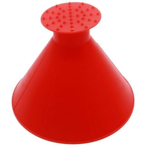 Car Snow Removal Tool with IceBreaking Cone Design, Detachable Funnel Windshield Ice Scraper, Red 1
