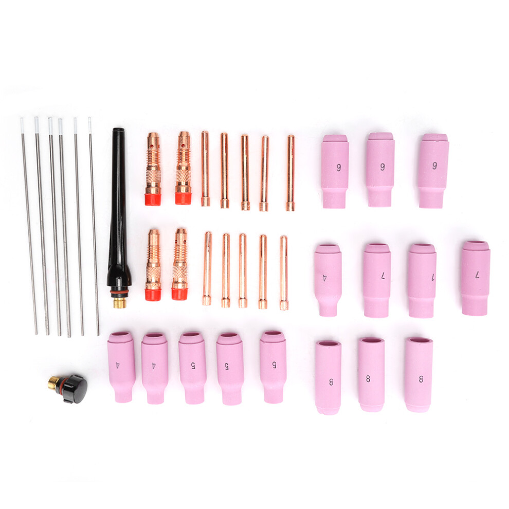 Collet Body And Electrode Clamp Kit 37Pcs For Tig Welding Torch Wp-17 18 26F, High-Performance Set With Tungsten Electrode Alumina Nozzle Collet For 9138057084504