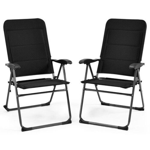 Lettini prendisole - HELLOSHOP26 - Lettini reclinabili estensibili - Nero - Pieghevoli - Comfort ottimizzato