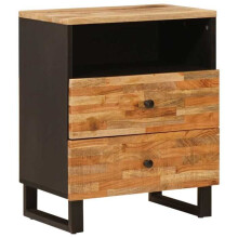 Comodini - HELLOSHOP26 - 50 x 33 x 62 cm - Legno di mango massiccio - Nero - 2 cassetti