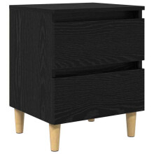 Mesas de cabeceira - HELLOSHOP26 - Carvalho preto 40 x 35 x 50 - 1 gaveta - Painéis de partículas - Pés cônicos retrô